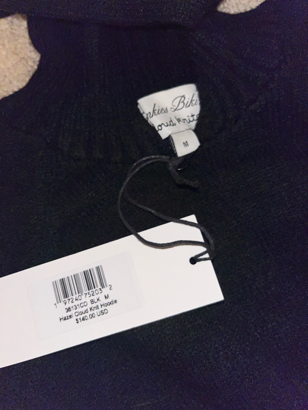 Frankie’s bikinis hazel cloud knit hoodie size medium brand new with tags black